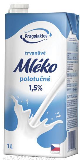 Mléko s uzávěrem - polotučné / 1 l