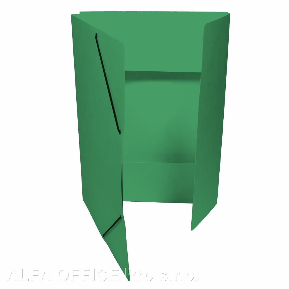 Odkládací mapy prešpánové s gumou s chlopněmi - zelená