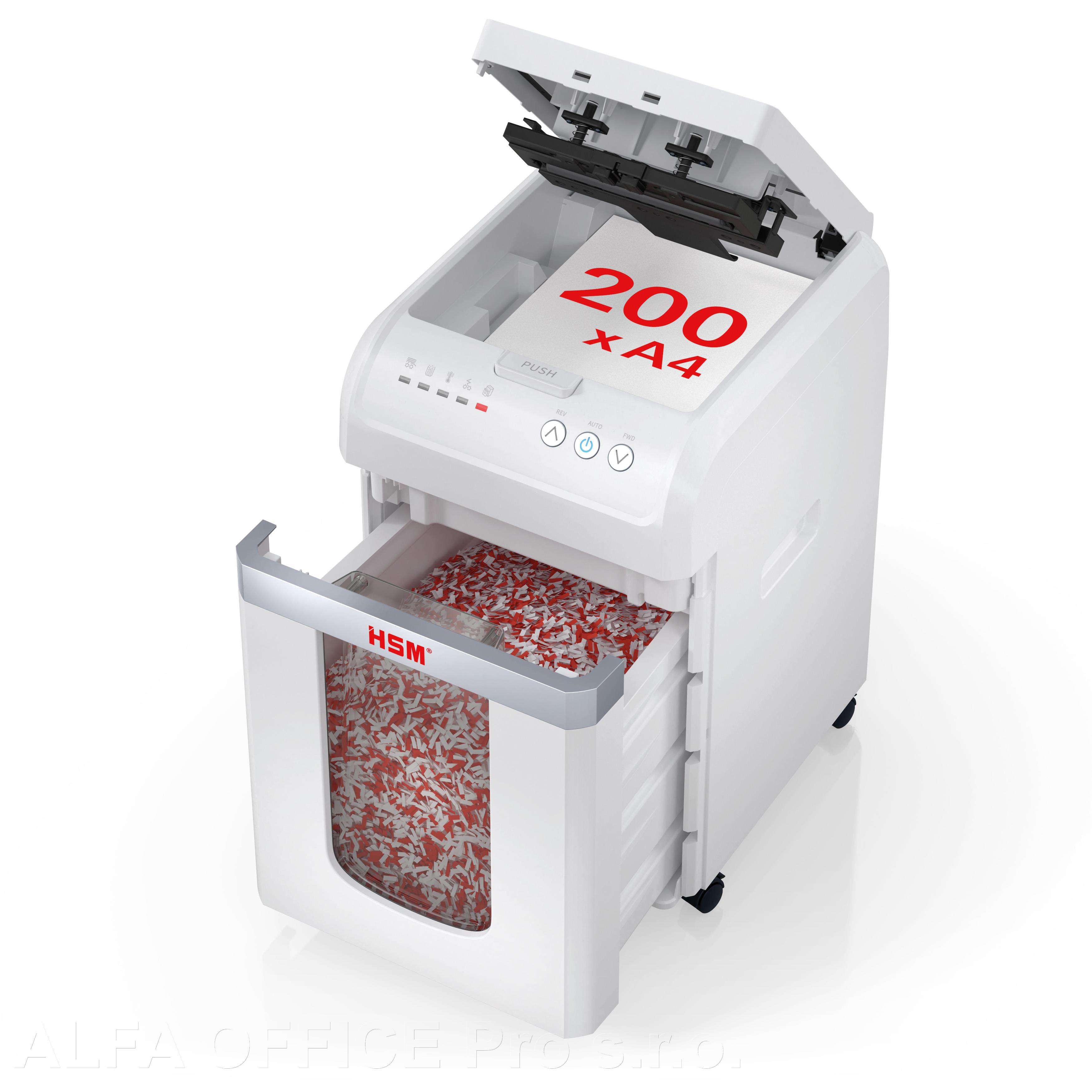 HSM Shredstar Autofeed X200 4x12 mm , stupeň utajení P-4 (příčný řez 4x12mm)