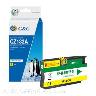  G&G kompatibilní ink s CZ132A, yellow, NP-H-0711Y(HP711, pro HP DesignJet T120, 