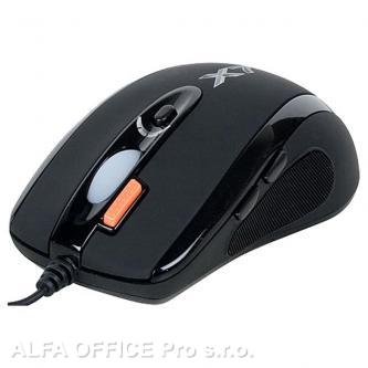  A4tech Myš X-710BK, 2000DPI, optická, 7tl., 1 kolečko, drátová USB, černá, herní 