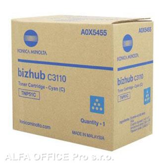 Konica Minolta originální toner A0X5455, cyan, 5000str., TNP-51C, Konica Minolta Bizhub C3