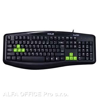  E-BLUE Elated, Klávesnice herní, odolná proti polití typ drátová (USB), černá, U 