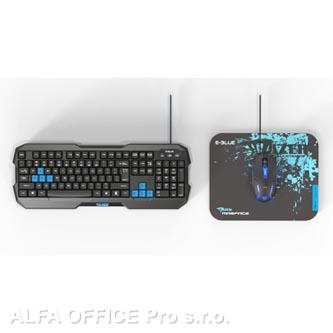  E-BLUE Polygon, Sada klávesnice s myší Cobra II, herní, a podložkou Mazer Marfac 