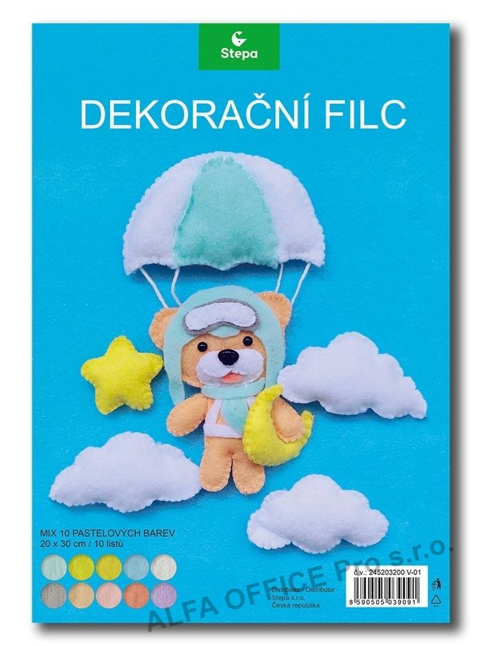 Dekorační filc 20 x 30 cm - pastelový mix
