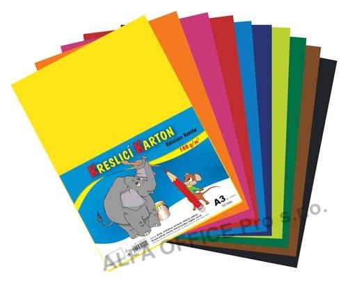 Barevný karton - A3 / 180 g / 60 listů / barevný mix