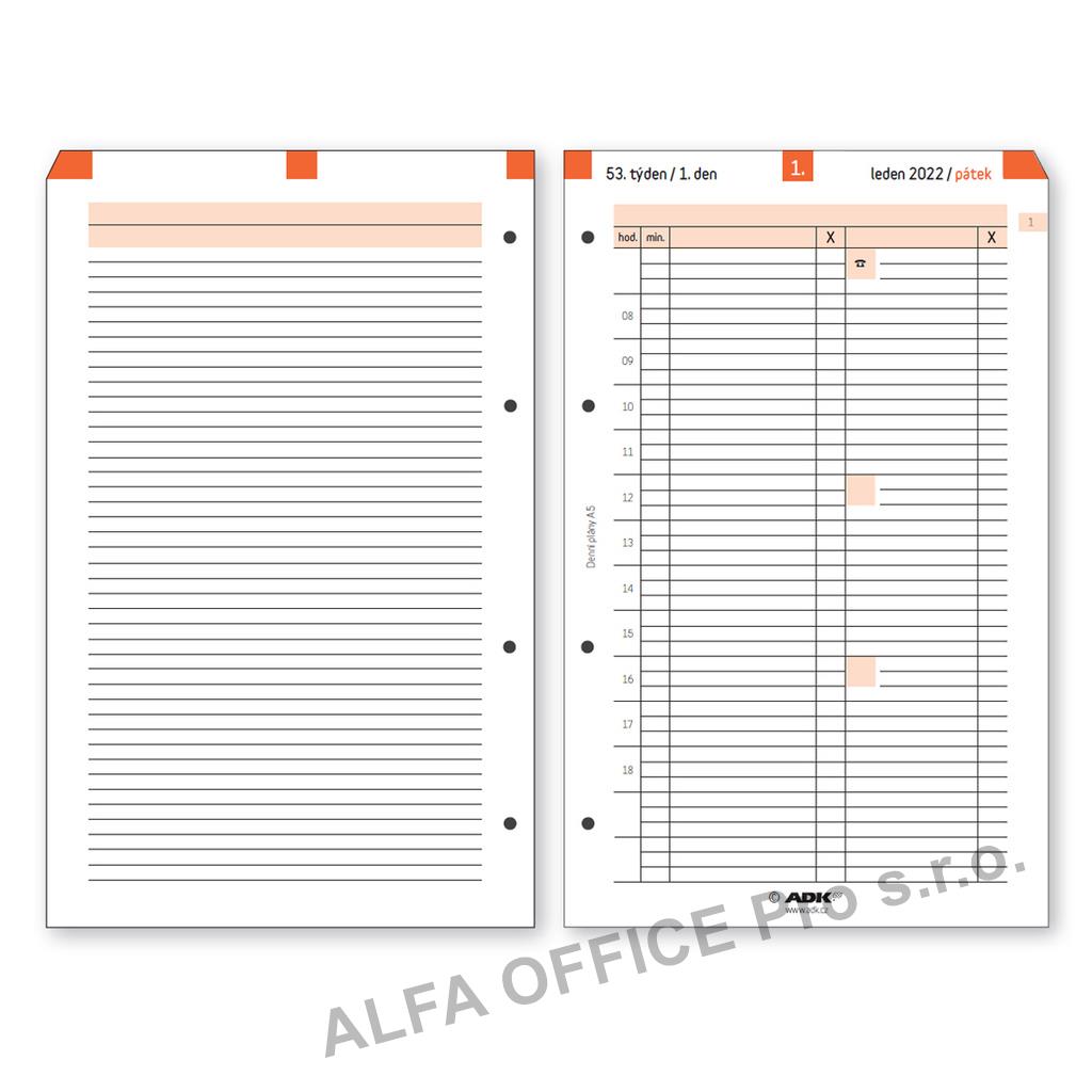 Náhradní vložky do diářů ADK - A5 / denní plány