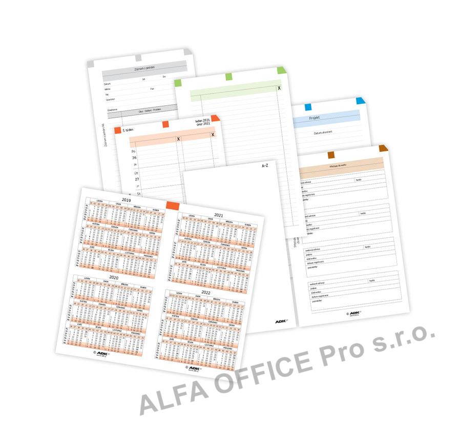 Náhradní vložky do diářů ADK - A6 / sada týdenní