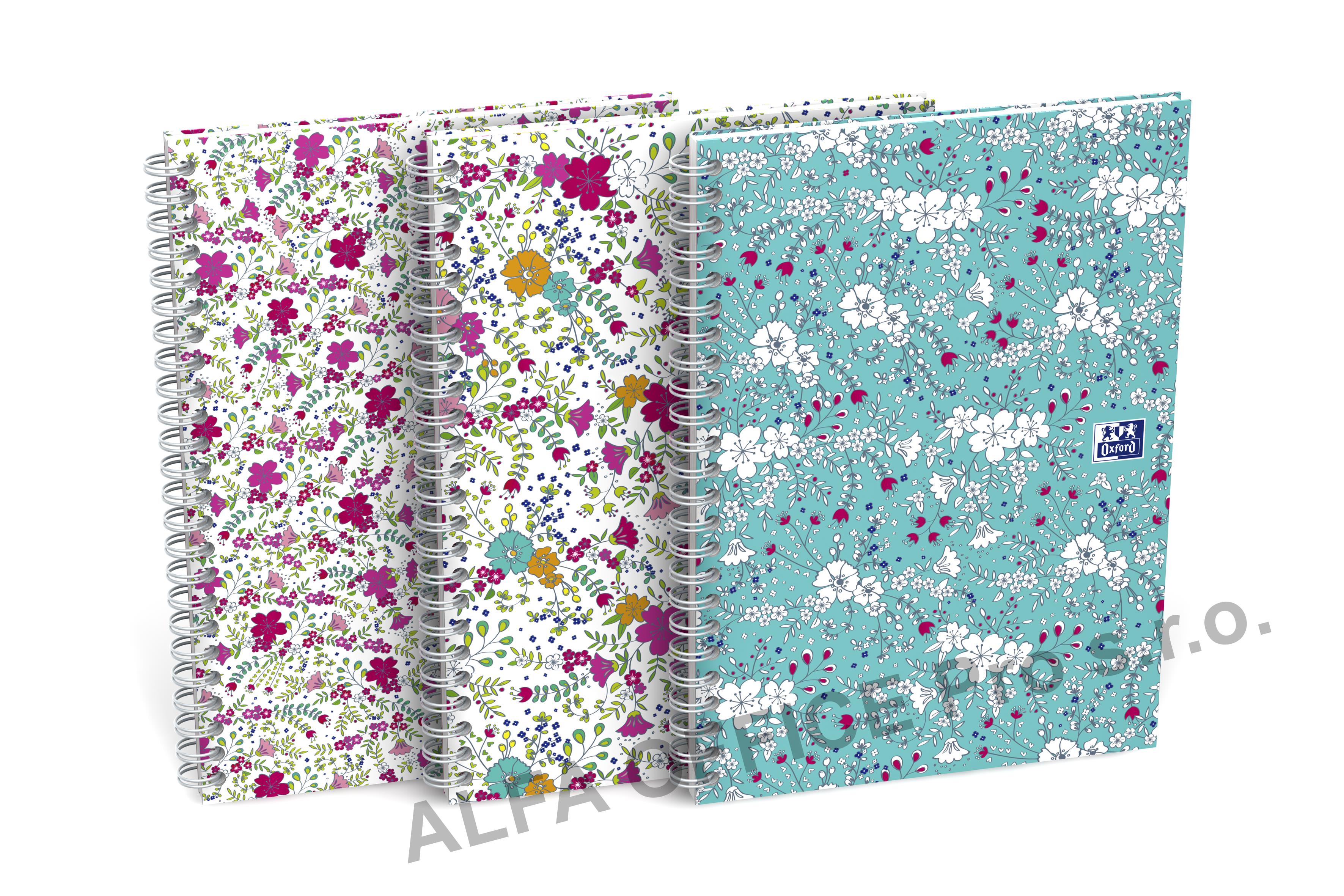 Blok Oxford Floral - A5 / linka / 60 listů / mix motivů