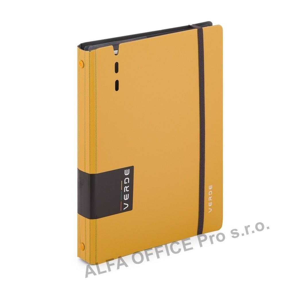 Kroužkový záznamník VERDE Karis A5 - 90 l / hořčicová