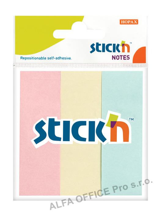 Samolepicí záložky Stick´n by Hopax - 25 x 76 mm / 3 x 50 lístků / pastelové barvy