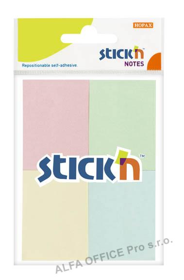 Samolepicí bločky Stick´n by Hopax - 38 x 51 mm / 4 x 50 lístků / pastelové barvy
