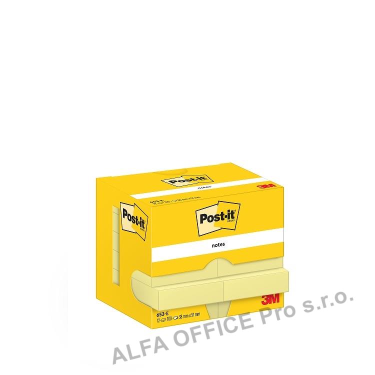 Lepící bločky Post-it žlutá / 12x 100l / 38 x 51