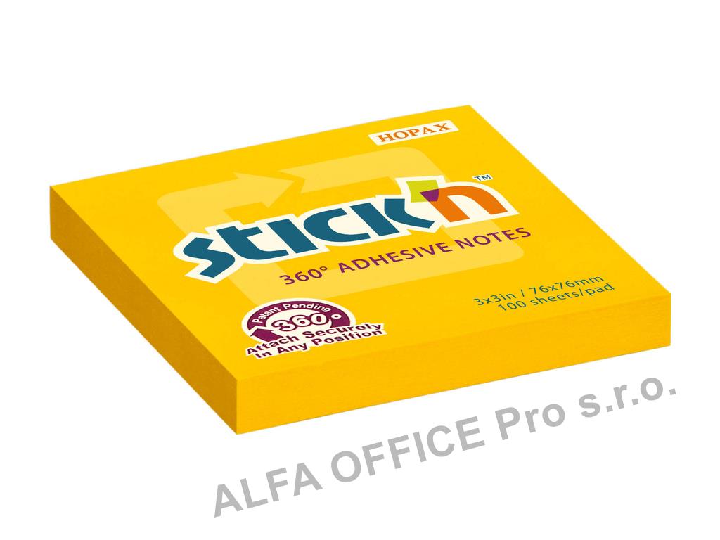Samolepicí bločky Stick´n by Hopax 360° - 76 x 76 mm / 100 lístků / oranžová