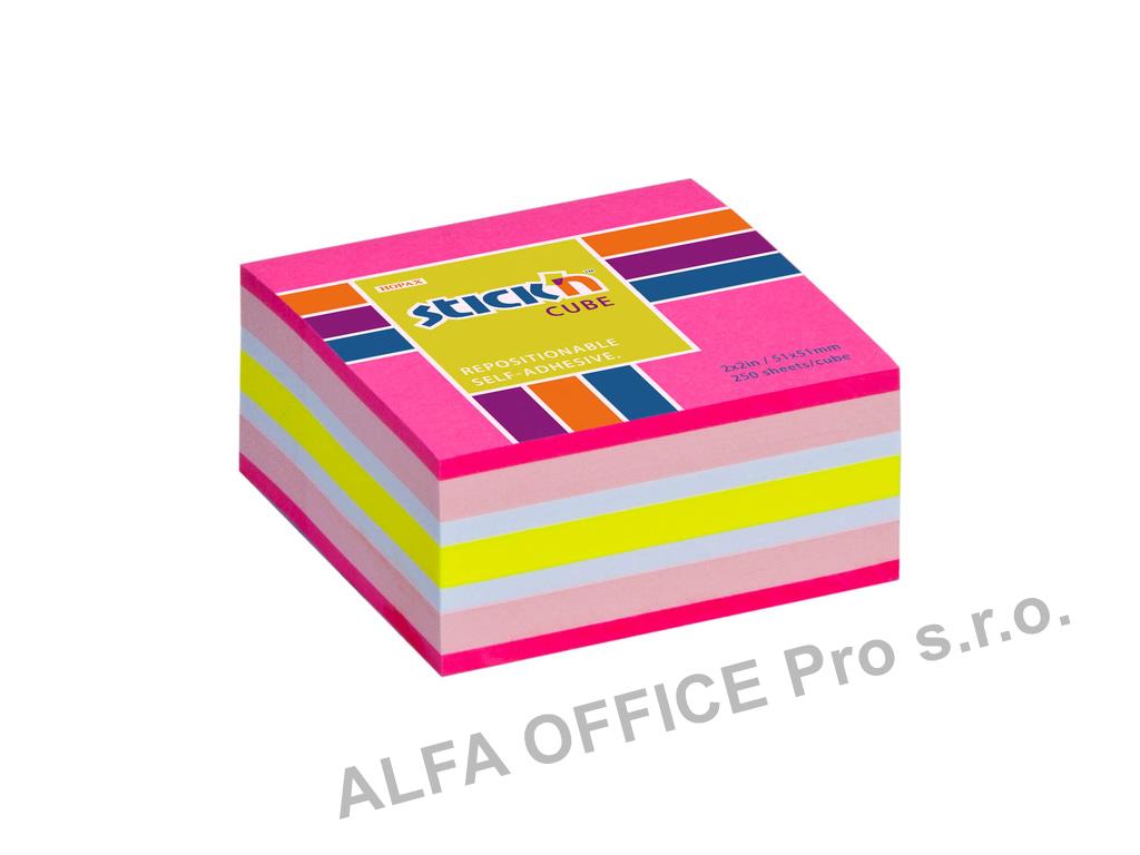 Samolepicí bločky Stick´n by Hopax - 51 x 51 mm / 250 lístků / mix růžová