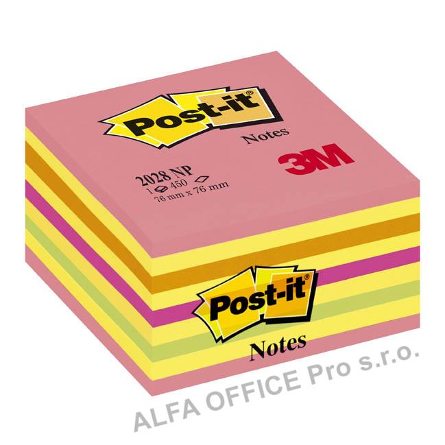 Samolepicí bločky Post-it kostky - růžová, žlutá, oranžová, zelená / 450 lístků