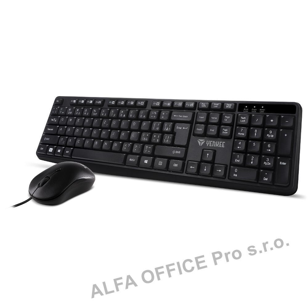 Klávesnice + myš Yenkee YKM 1007 - černá /  USB kabel