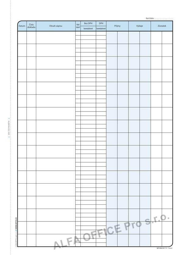 Optys 1014 pokladní kniha s DPH 2 x 25 listů NCR A4