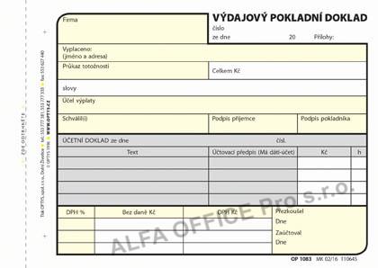 Optys 1083 výdajový pokladní doklad 100 listů NCR A6