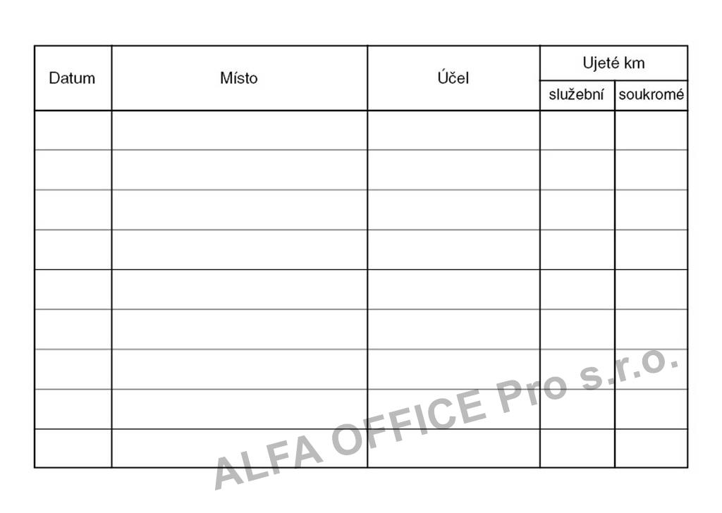 Kniha jízd firemního i soukromého vozidla Baloušek A6 / 52 listů / ET310