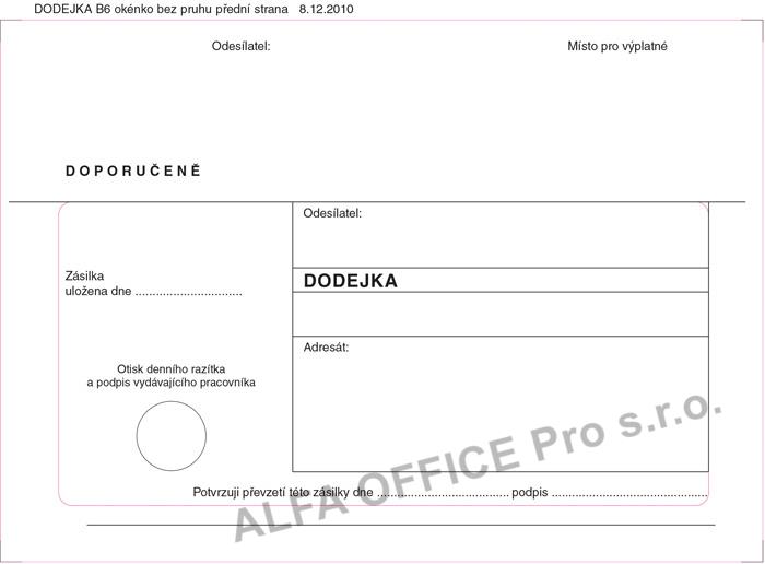 Obálky B6 s dodejkou, vytrhovací okénko - bílá / 1000 ks