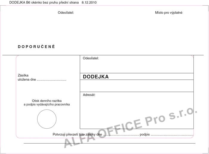 Obálky B6 s dodejkou - bílá / 1000 ks