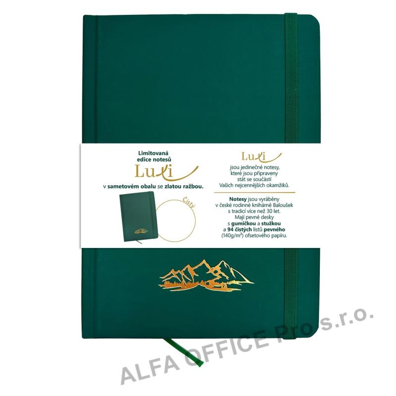 Blok Luxi A5 - čistý / 96 listů / zelená hory