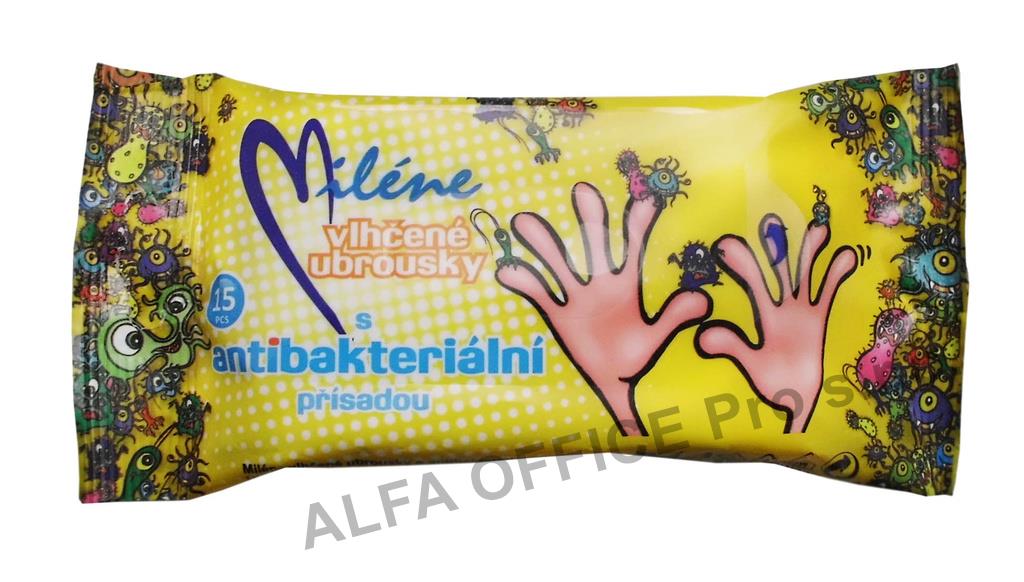Miléne antibakteriální vlhčené ubrousky 15ks