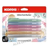 Zvýrazňovače Kores - třpytivé / 6 metalických barev