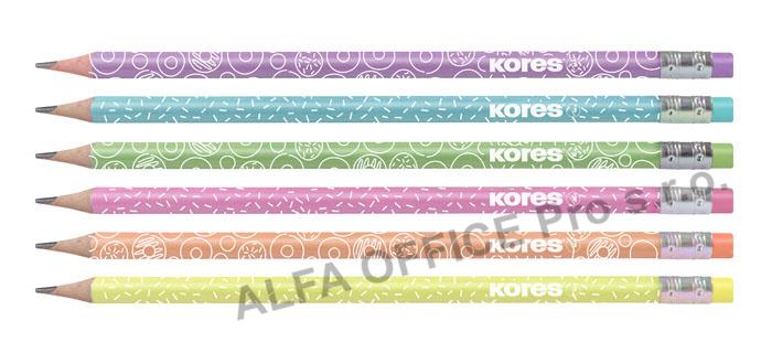 Tužka Kores trojhranná Collage Style - HB / barevný mix