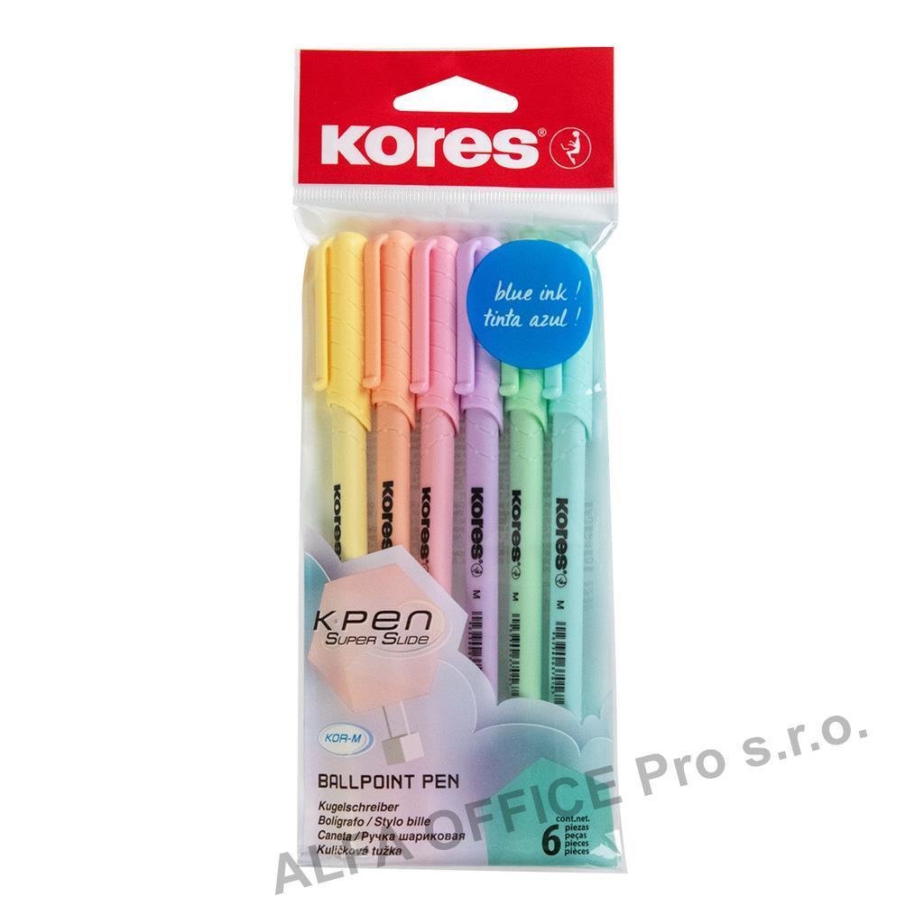Kuličkové pero Kores K0 - pastelový mix / sada 6 ks