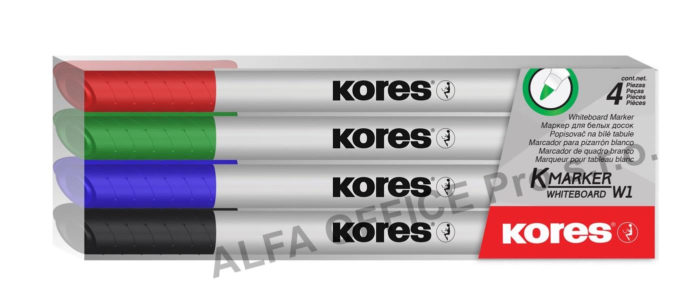 Popisovač Kores K-Marker Whiteboard - sada 4 ks / kulatý tenký hrot