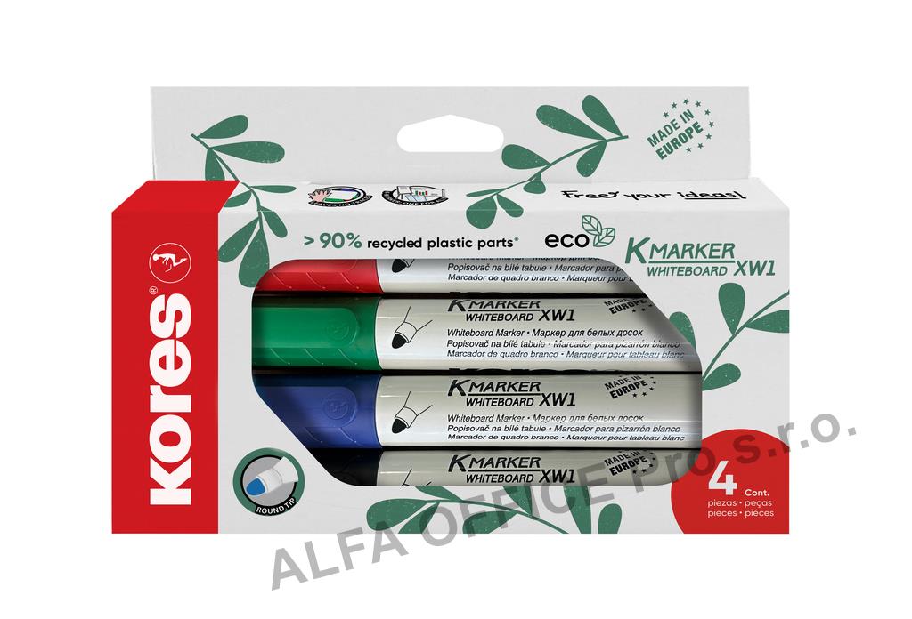 Popisovač Kores K-Marker Whiteboard ECO - sada 4 ks / kulatý hrot