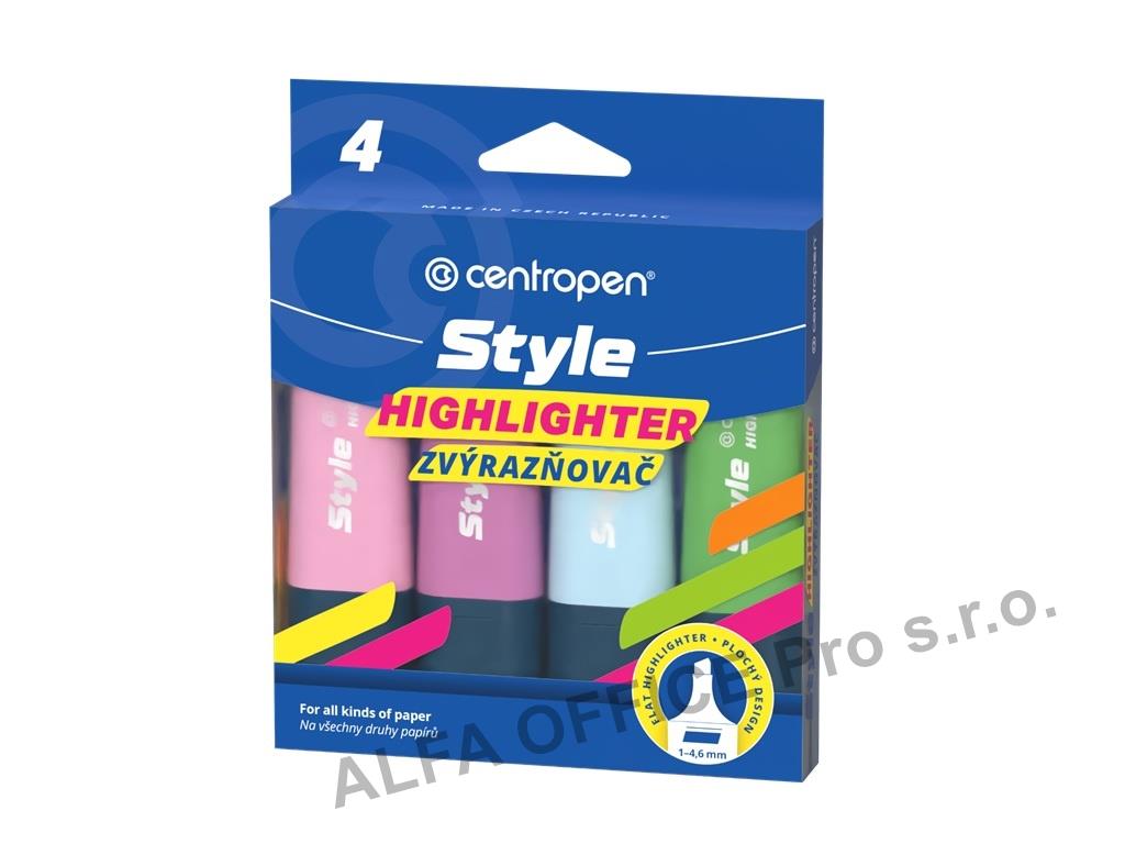 Zvýrazňovač Centropen 6252 Style Soft - pastelová sada 4 ks