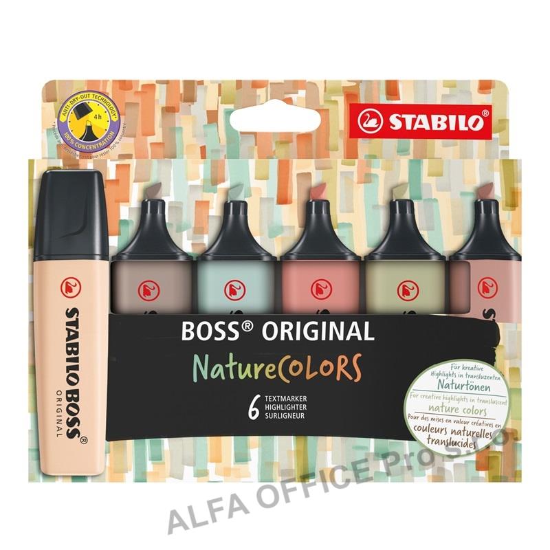 Zvýrazňovač STABILO® BOSS ORIGINAL NatureCOLORS / sada 6 ks