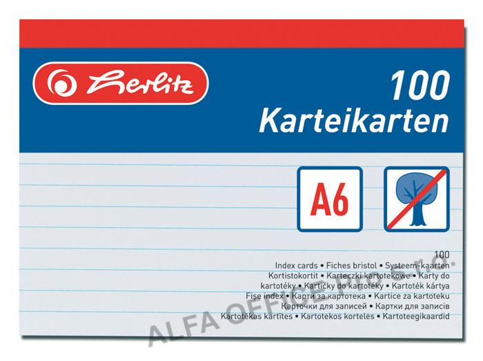 Náhradní karty do kartotéky - karty A6 / 100 ks