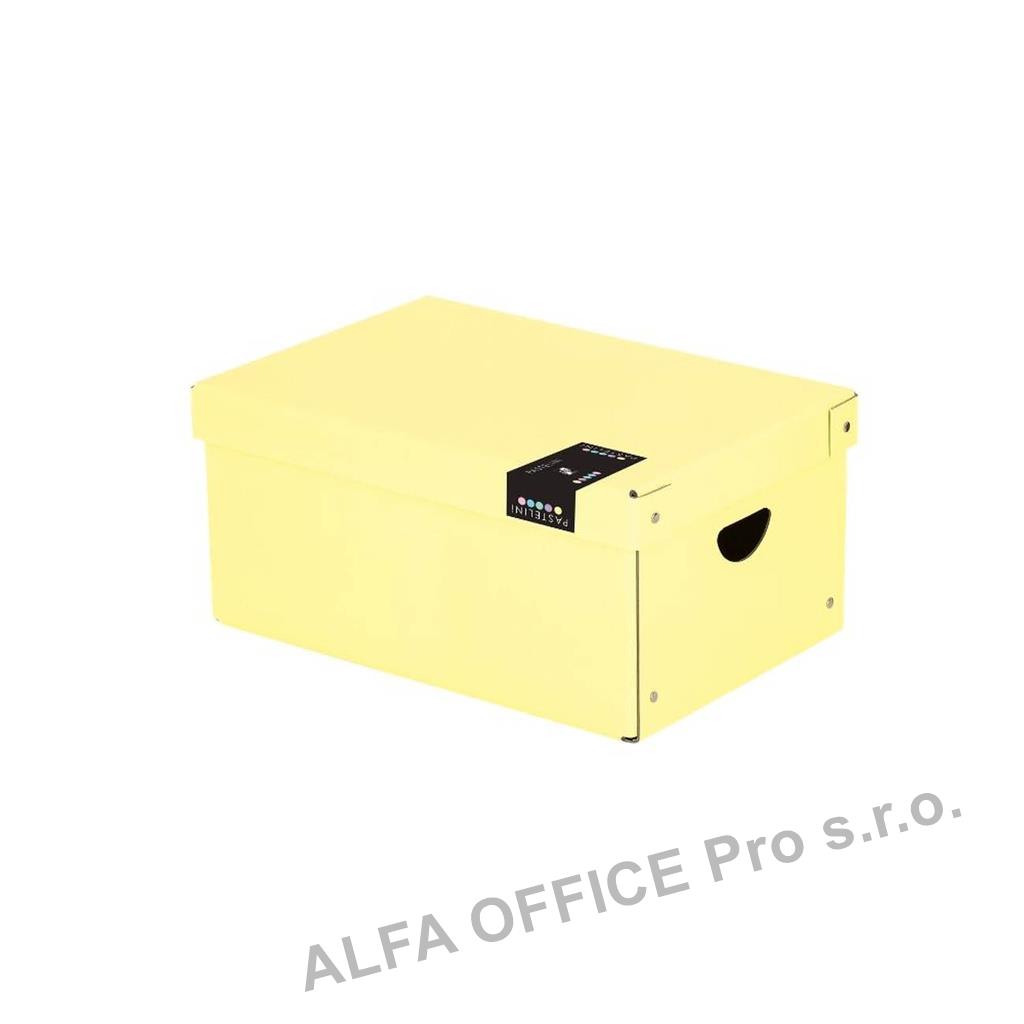 Krabice úložná lamino PASTELINi - žlutá / 35,5 x 24 x 16 cm