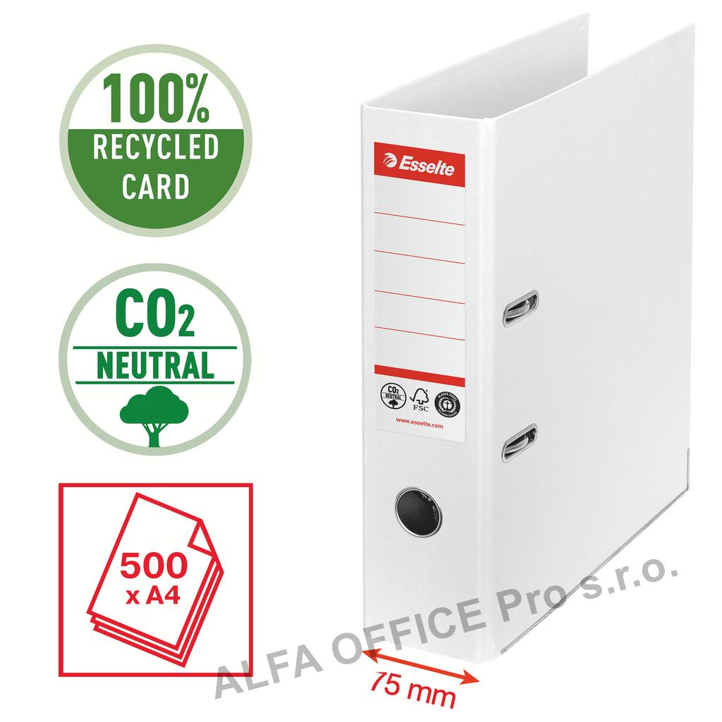 Pořadač pákový Esselte CO2 neutrální - A4 / hřbet 7,5 cm / bílá