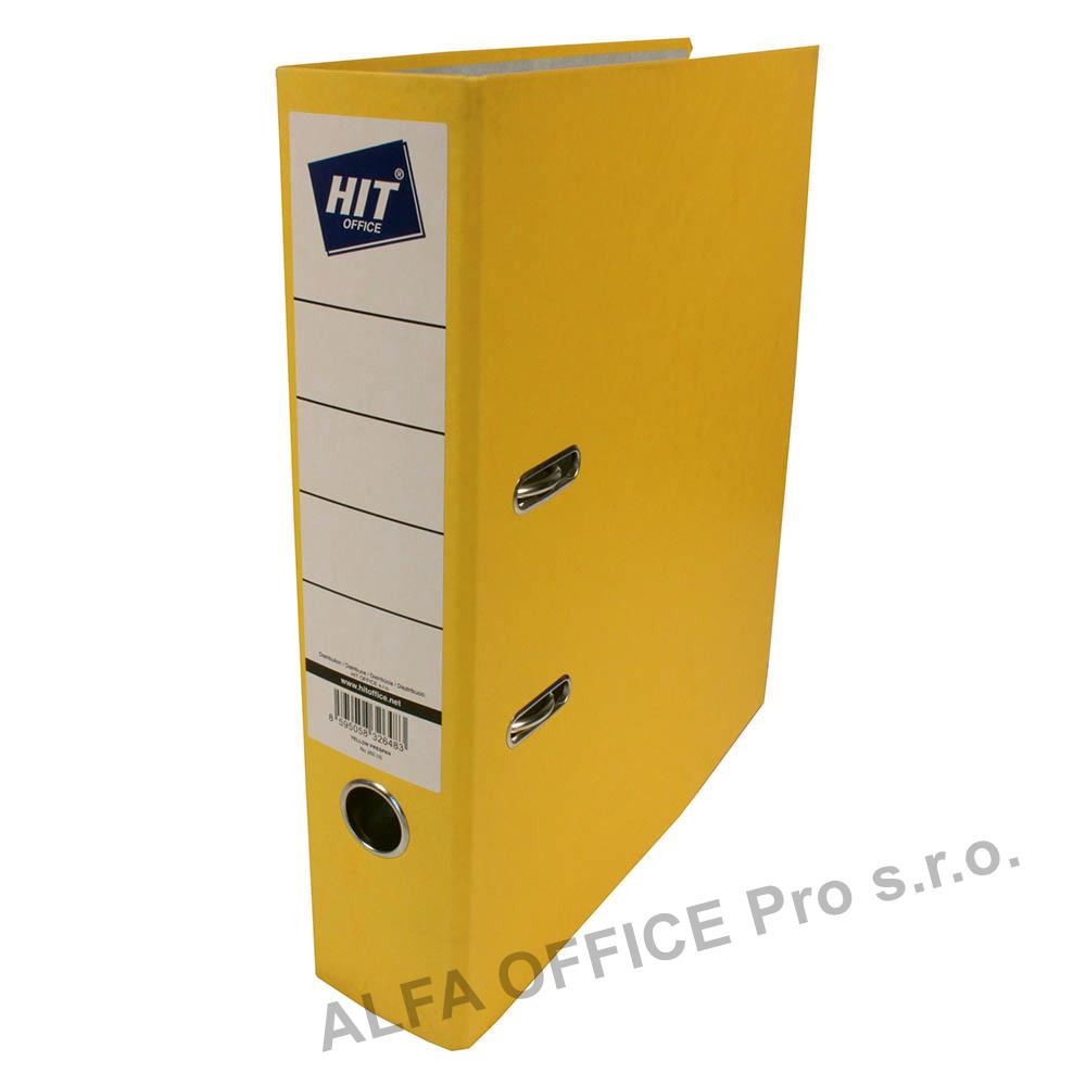Pořadač A4 pákový prešpán Hit Office - hřbet 7,5 cm / žlutá