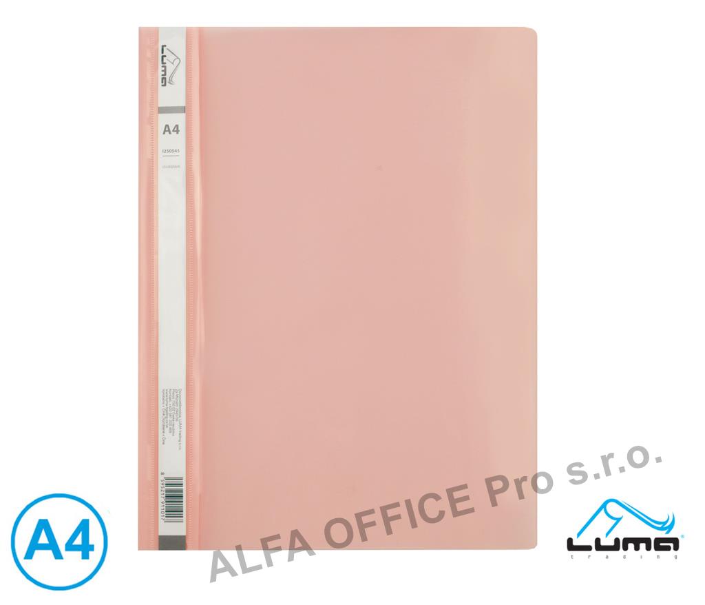 Rychlovazač A4 plastový LUMA - pastelová růžová