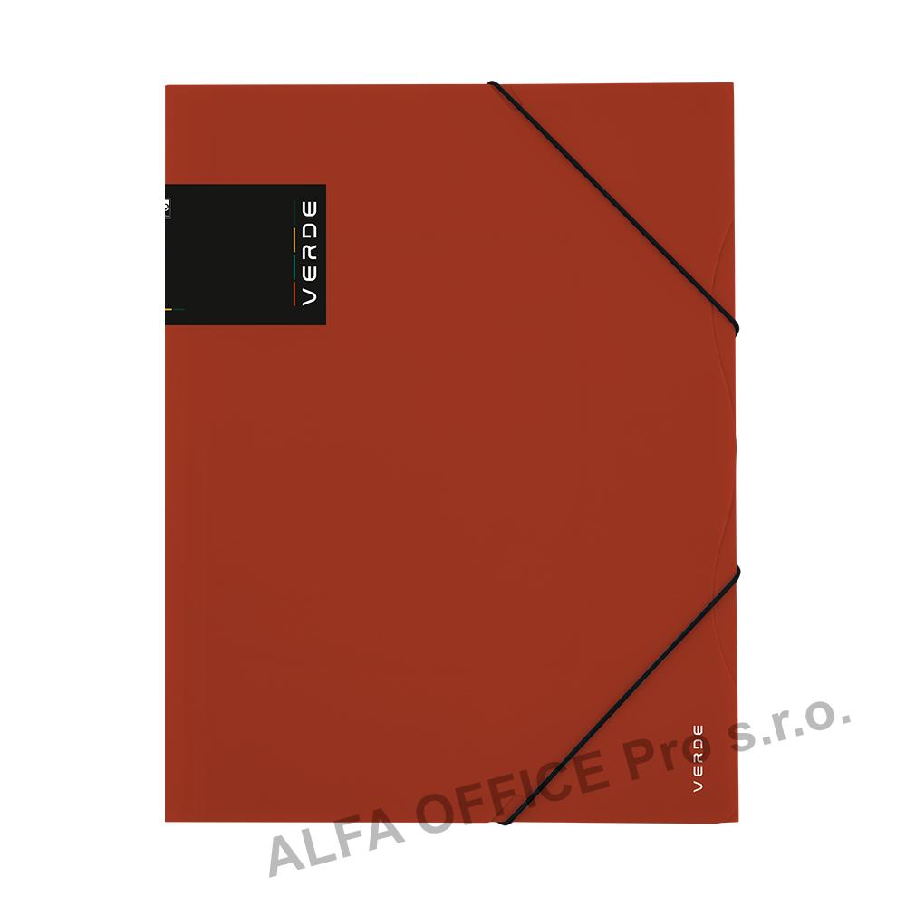 Spisové desky A4 VERDE s gumou - cihlová