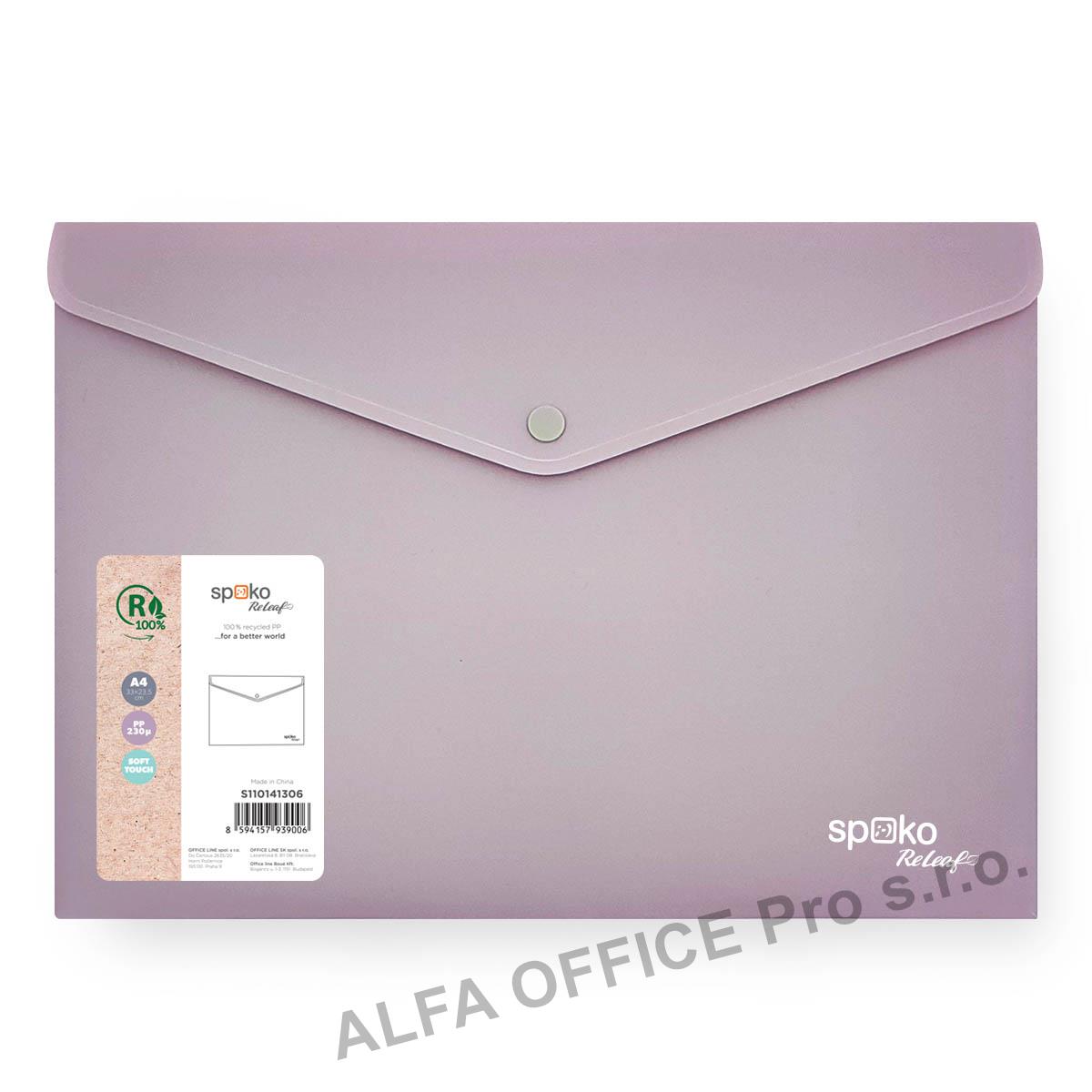 Spisové desky s drukem Spoko ReLeaf Soft touch - A4 / levandulová