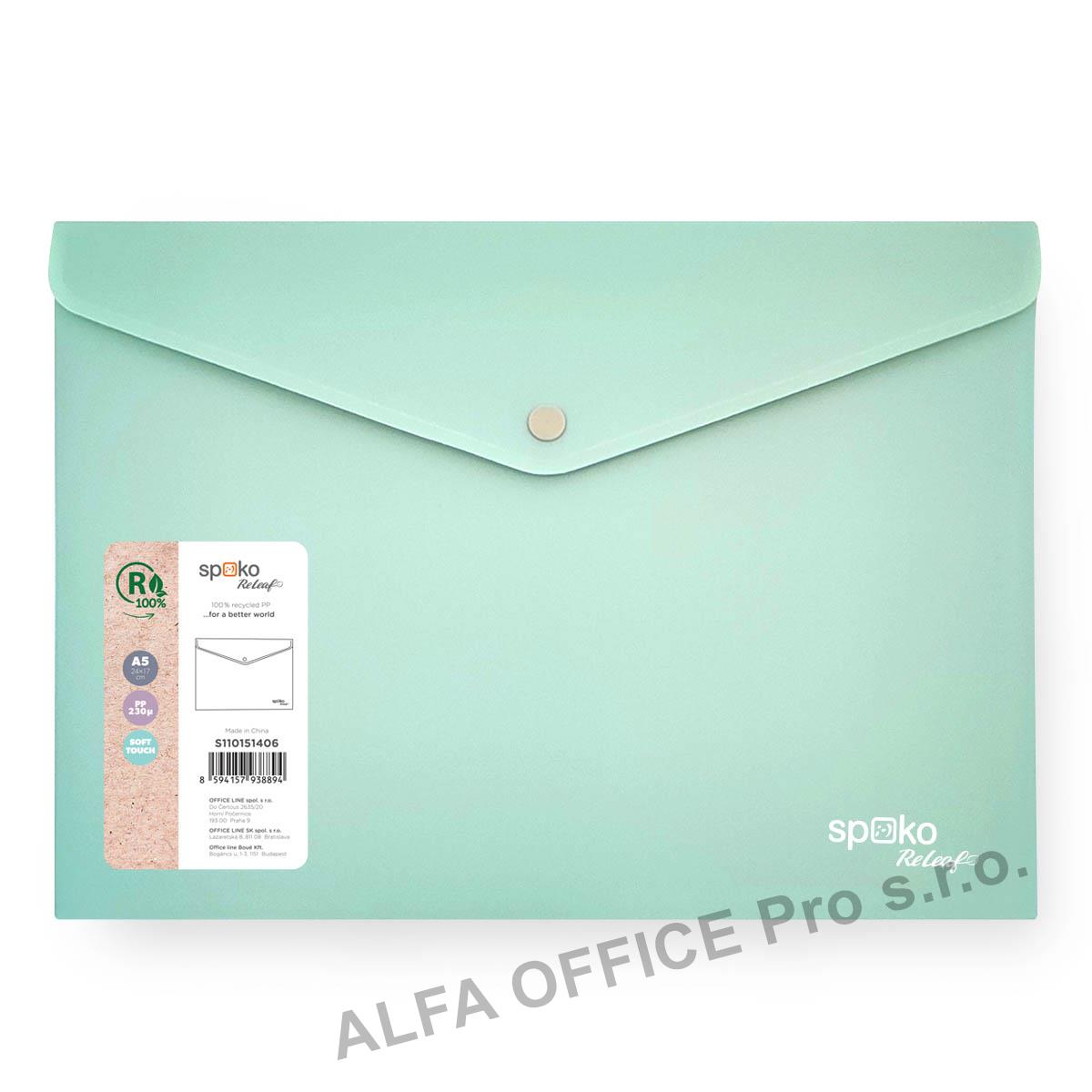 Spisové desky s drukem Spoko ReLeaf Soft touch - A5 / mentolofá