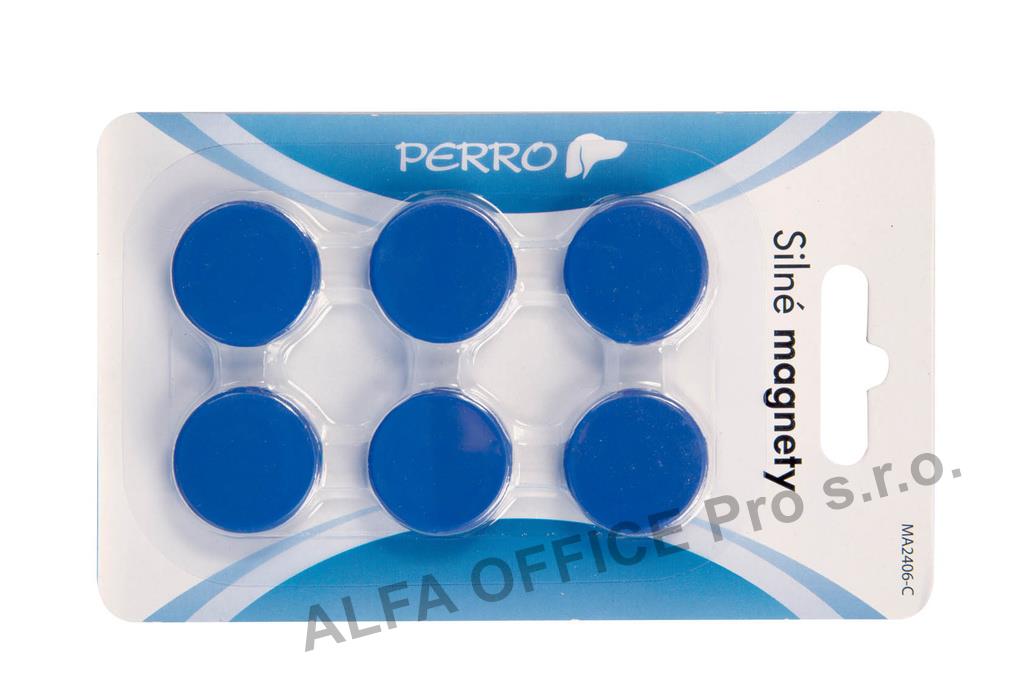 Magnety Perro silné - průměr 24 mm / modré / 6 ks