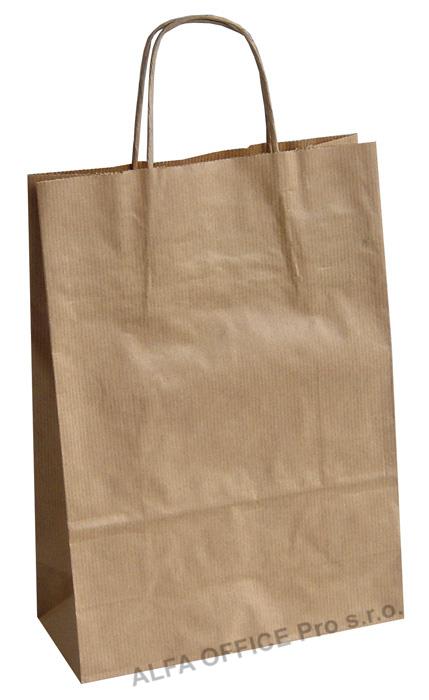 Tašky papírové kroucená ucha - hnědá / 230 x 100 x 320 mm