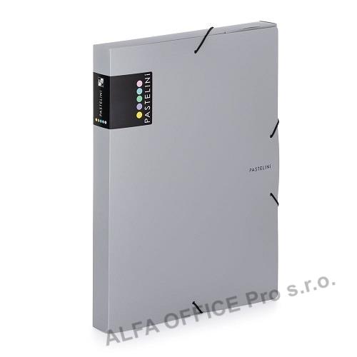 Box na spisy A4 s gumou PASTELINi - šedá