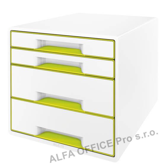 Zásuvkový box Leitz WOW - 2+2 zásuvky / zelená