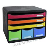 Zásuvkový box Exacompta Iderama - černý duhový / 6 zásuvek na šířku