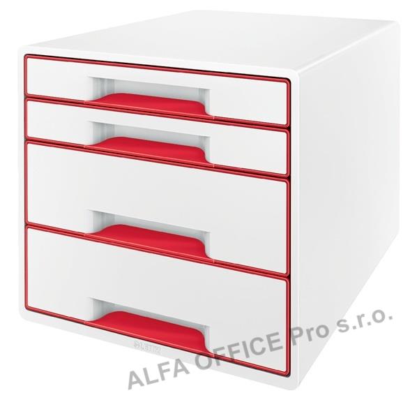 Zásuvkový box Leitz WOW - 2+2 zásuvky / červená