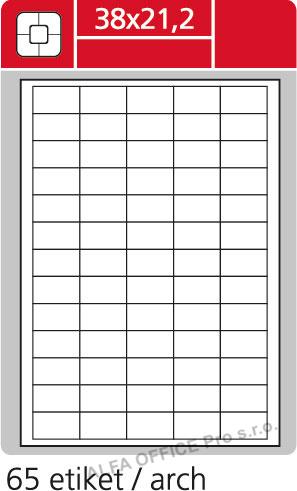 Print etikety A4 pro laserový a inkoustový tisk - 38 x 21,2 mm (65 etiket / arch ) / sníma